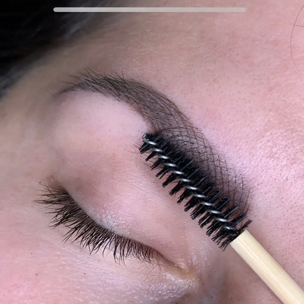 Eyebrow feathering in progress